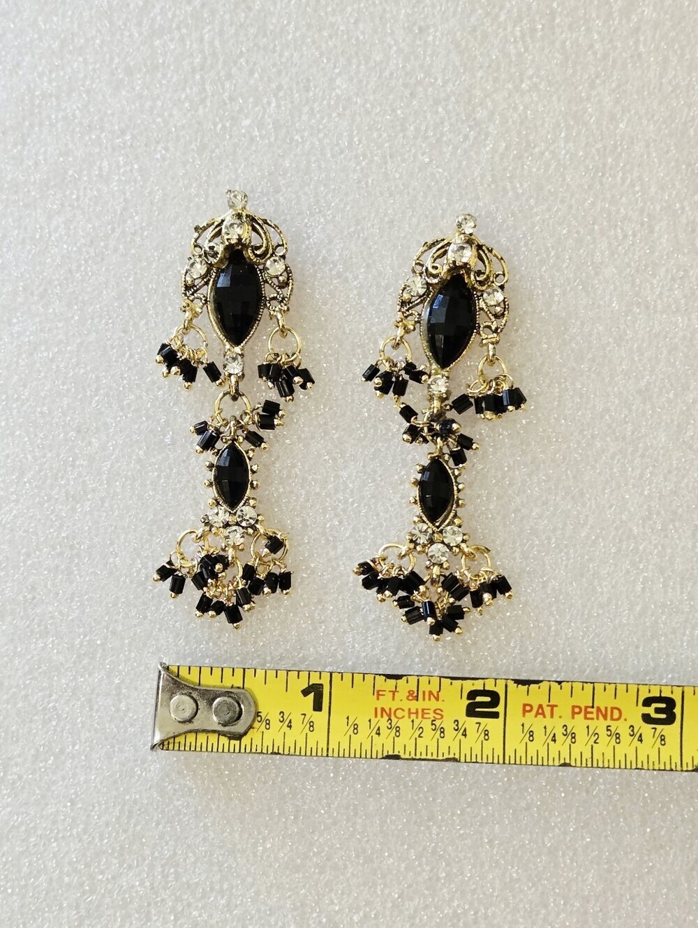 Vintage Black and Gold chandelier earrings - Women Jewelry - Picture 11 of 16